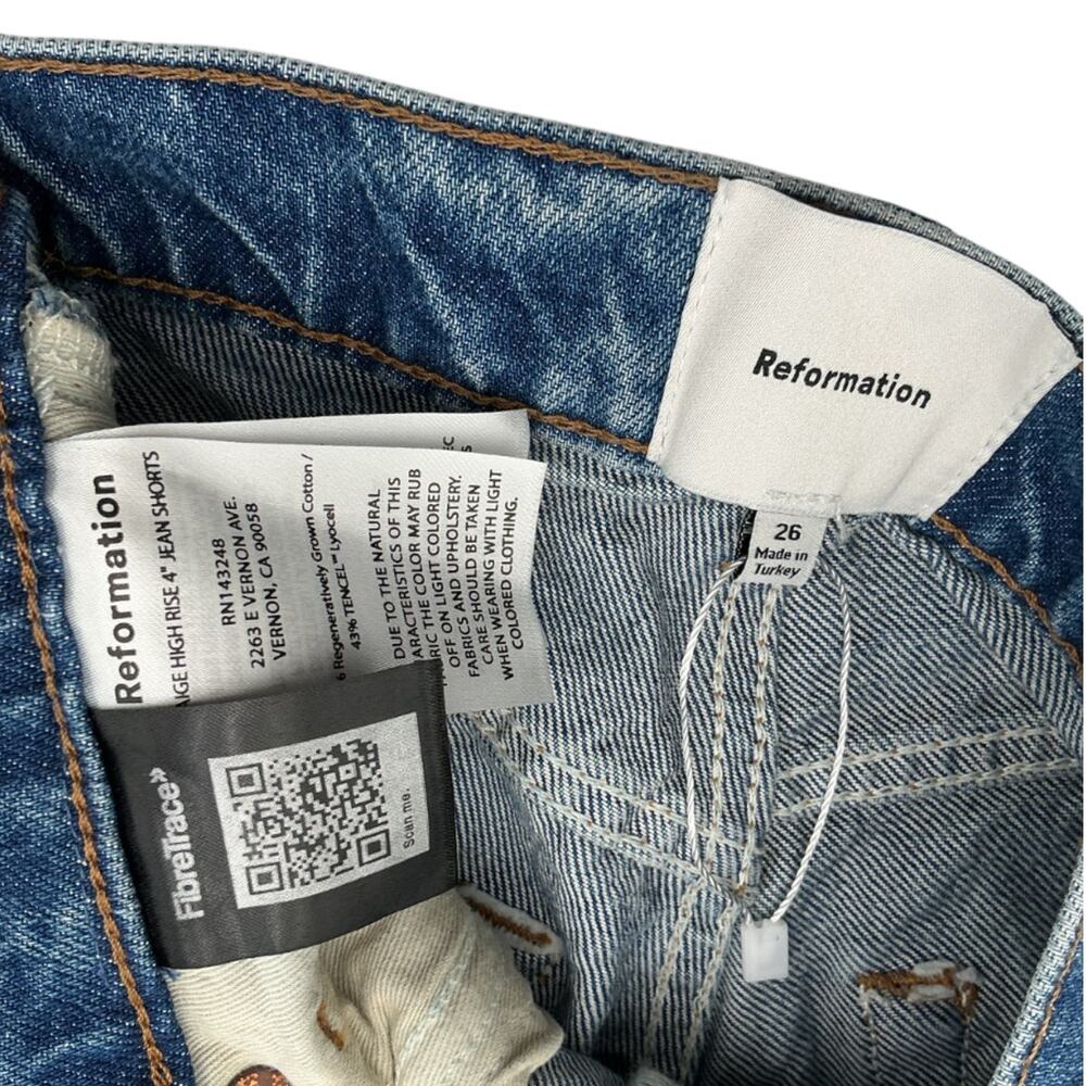 Reformation High-Rise Blue Saige Shorts Size 26 - Picture 4 of 4